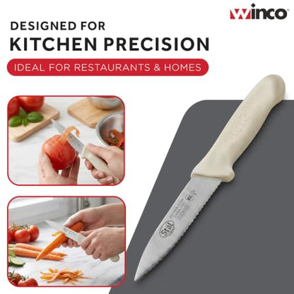 Winco 3 1/2" White Serrated Plastic Paring Knife (Set of 2) - color: White, size: 3.5", style: Serrated