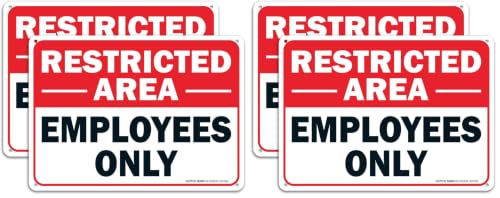 (4 pack) Faittoo Restricted Area Employees Only Sign, 10 x 7 Inches .40 Rust Free Aluminum, UV Protected, Weather Resistant, Waterproof, Durable Ink，Easy to Mount - color: Restricted Area Employees Only Sign - Red/Black on White - 2 Pack, size: 10" x7" x