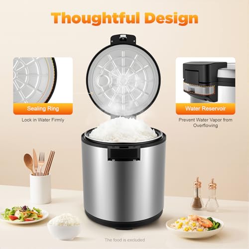Electric Rice Warmer, 23L/6Gal Commercial Stainless Steel Electric Food Warmer with Rice Spoon & Cover Heavy Duty Rice Warmer 100 Cups Adjustable Warm Function Only (Silver) - color: Silver