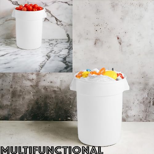 32 Gallon Round Trash bin Garbage can Outdoor Yard Trash can Trash Barrels Garbage Drum Heavy Duty Trash can Industrial Trash can Kitchen Trash bin (2, White) - color: White