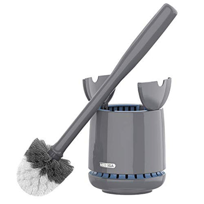 MR.SIGA Toilet Bowl Brush and Holder, Sturdy Long Handle, Gray, 1 Pack - color: Gray, size: One Size