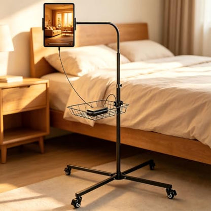 Rolling Tablet Floor Stand with Wheels - Bed Mount for 4.7-13" iPad