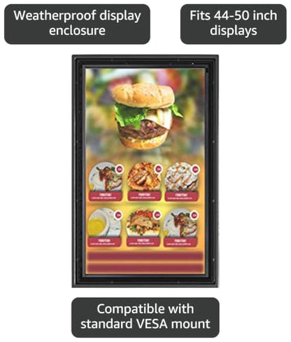 The Display Shield 44-50" Vertical Outdoor Digital Menu Enclosure & Fan - color: With Cooling Fan, size: 44-50"