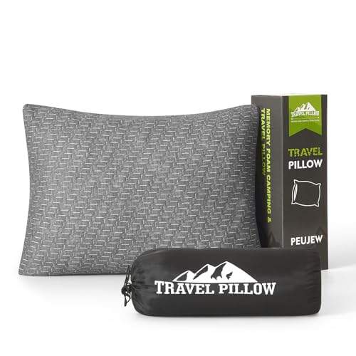 Camping Pillow Compressible Shredded Memory Foam Dorm Pillow - color: Grey, size: L-23 X 16 Inch