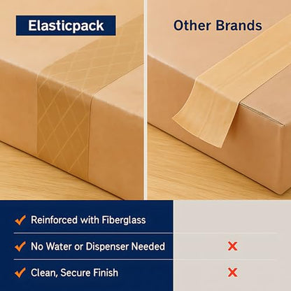 Fiber Reinforced Packing Tape, No Water Needed, Heavy Duty Kraft Paper