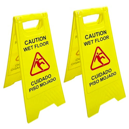 Caution Wet Floor Sign, Foldable Sturdy Bilingual Double-Sided Safety Warning Signs (Pack of 2)