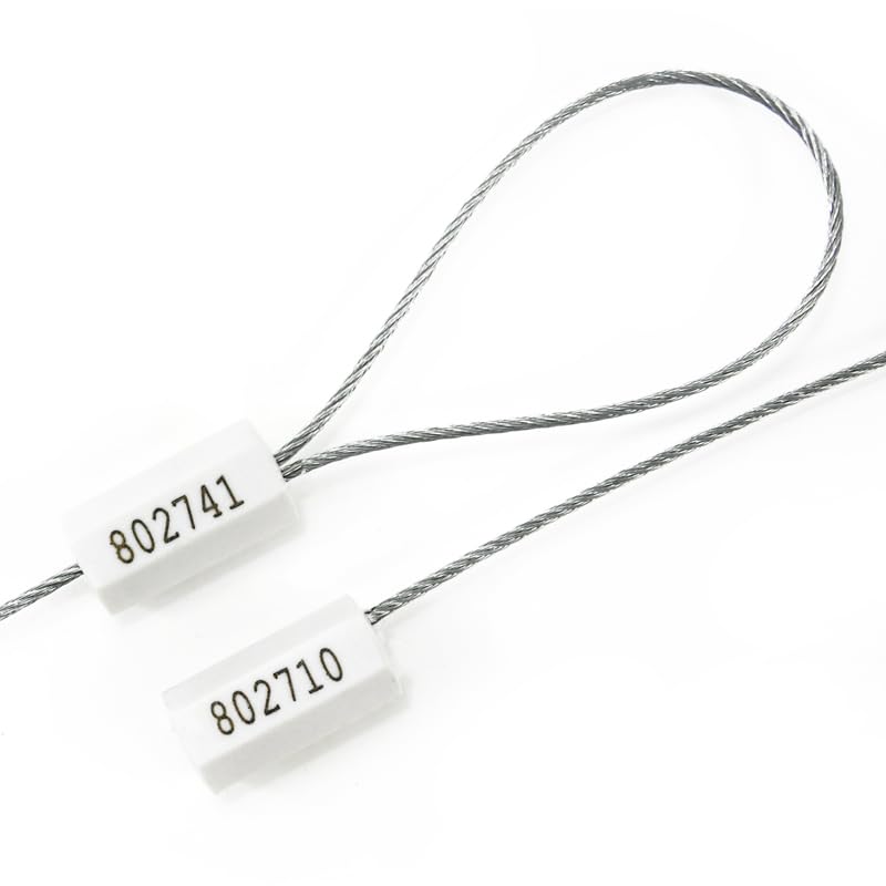 100pcs Security Marking Cable Seal Tamper Proof Steel Wire Numbered Shipping Seals Disposable Pull Tight Self-Locking Truck, Trailers, Cargo, Containers Seal Ties Straps (White, 100pcs) - color: White, size: 100pcs