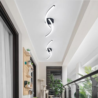 Modern LED Ceiling Light 22W Black Linear Ceiling Lights Fixture 6000K Aluminum 31.4Inch Long Flush Mount Ceiling Light Fixture Lamp for Bedroom Hallway Kitchen Bathroom - color: Black,Intersect, size: 31.49Inch
