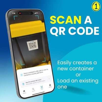 Smart QR Code Labels – AI Auto-Labeling, No Typing! Storage Bins & Moving Containers – iOS & Android App – Starter Pack, 10 Waterproof Stickers (3" x 5") (Orange)