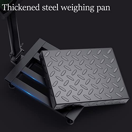 660LB Industrial Digital Floor Scale with Removable Guardrail – Heavy Duty Platform Scale, LB/KG Conversion, for Postal, Luggage, Shipping & Mailing - color: Black Guardrail