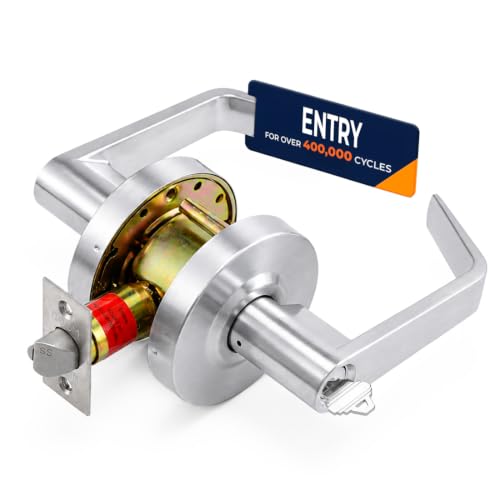 Boomerang Heavy-Duty Entry Function Commercial Lever Door Lock - color: Satin Chrome (US26D), style: Entrance/Key Lock