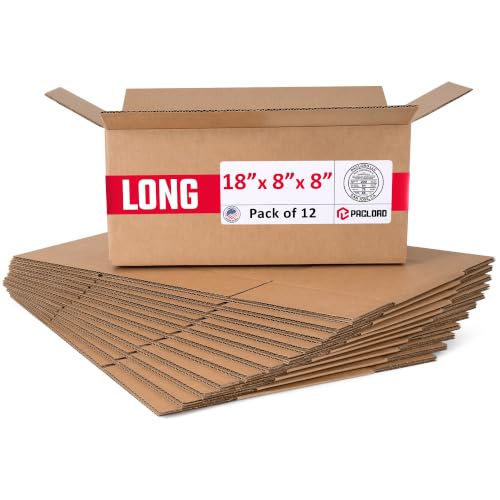 Long Cardboard Boxes 18"L x 8"W x 8"H (Pack of 12) - USA-Made Packing Boxes for Moving, Shipping, or Storage - USPS, UPS, FedEx Approved - Professional Packing Supplies for Moving - color: Pack of 12, size: Long 18x8x8"