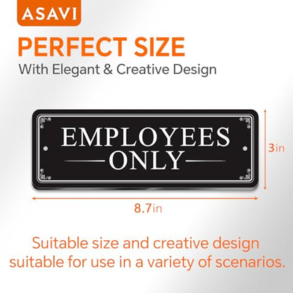 “EMPLOYEES ONLY” Acrylic Sign – Waterproof & Fade-Resistant Staff-Only Notice with Strong Adhesive + Pre-Drilled Holes (8.7"x3") | Office, Warehouse, Restricted Areas (Black) - color: Black