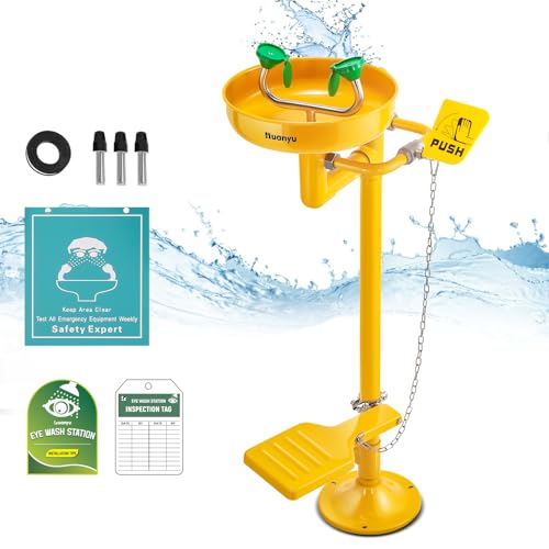 Huanyu Emergency Stand Up Eye Wash Station Floor Mounted Eyewash Stations - style: with foot pedal