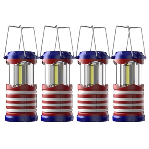 Lichamp LED Camping Lantern, 4 Pack Battery Powered Flashlight for Power Outages, Portable Collapsible Hanging Light Essential for Home, Outdoor, Emergency Lamp Survival Kit Gear for Hurricane, I4AF - color: Red+White+Blue