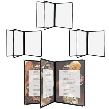 Menu Covers 8.5 x 11 Inch, 4 Pack (3 Page 6 View) - size: 3 Page 6 View