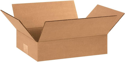 BOX USA 1293 Flat Corrugated Cardboard Box 12" L x 9" W x 3" H, Kraft, For Shipping, Packing and Moving (Pack of 25) - size: 12x9x3" (25-Pack)
