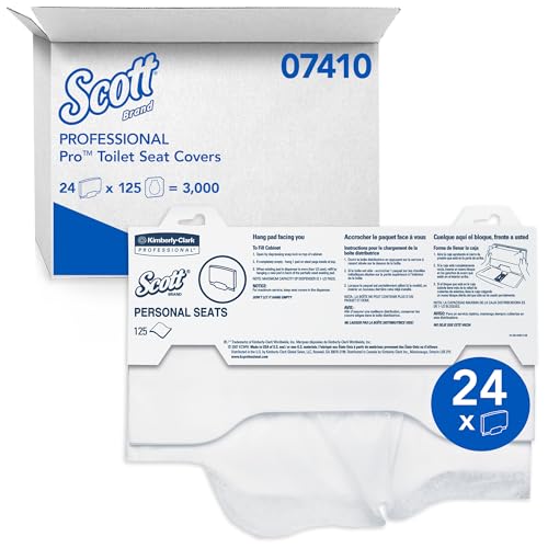 Scott® Pro™ Personal Seat Covers (07410), White (125 Sheets/Pack, 24 Packs/Case, 3,000 Sheets/Case)
