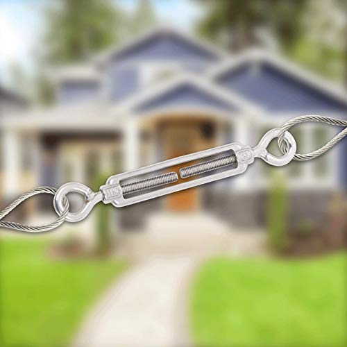 10 Pack M6 Eye and Eye Turnbuckle for Cable Wire Rope Tension Heavy Duty Stainless Steel Turnbuckle for Sun Shade, Hanging Outdoor Lights Strings