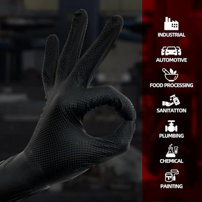 Jointown Upgraded 10 Mil Heavy Duty Nitrile Gloves, Mechanic Gloves Nitrile Disposable, with Raised Diamond Texture - size: X-Large