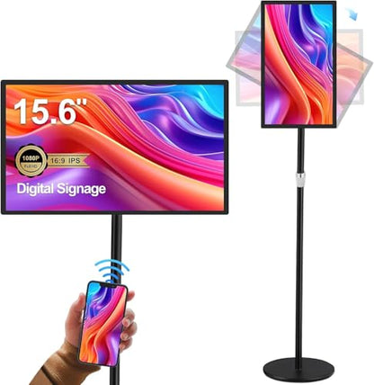 15.6" Digital Signage Display with Adjustable Stand - color: Black, size: 4+64