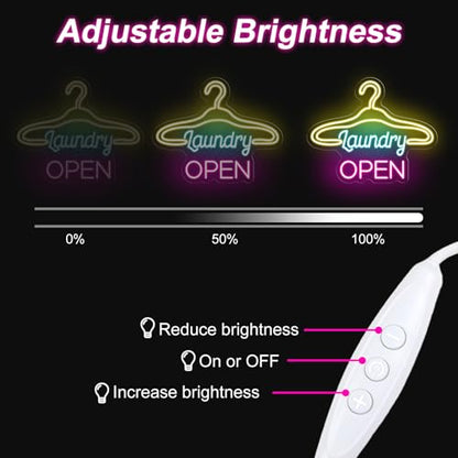 Laundry Neon Sign Laundromat Led Light Lightlaunderette Wall Art - color: Laundry Open