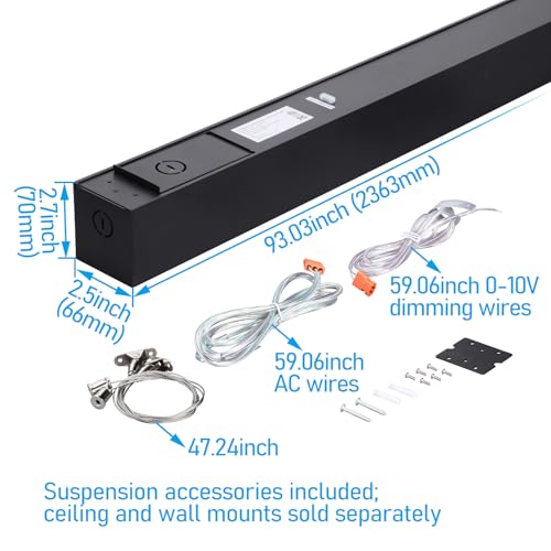 LEONLITE 2-Pack 8FT Linkable LED Linear Light, LED Suspension Light, Black - color: Black