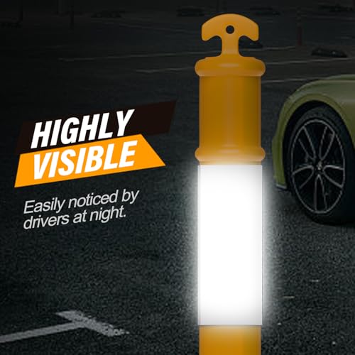 RoadHero 45 Inch Traffic Delineator Post Cones with Base, Yellow, 3 Pack - color: Yellow