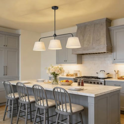 40" Linear Chandeliers for Dining Room, Black Kitchen Island Lighting - color: Black