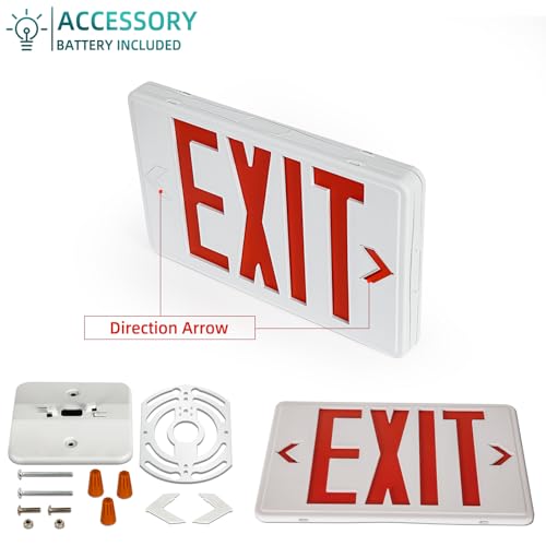 Universal Red Light LED Exit Sign OSHA Commercial, 1 Pack - color: White Housing+Red Letter, size: 1 Pack