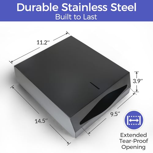 Stardrix Paper Towel Dispenser Wall Mount, Matte Black Stainless Steel Commercial Paper Towel Holder with Lock, Large Capacity 400 C Fold/525 Multifold Towels - color: Black, size: 400 C Fold/525 Multi-Fold with Lock