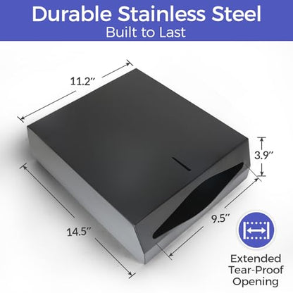 Stardrix Paper Towel Dispenser Wall Mount, Matte Black Stainless Steel Commercial Paper Towel Holder with Lock, Large Capacity 400 C Fold/525 Multifold Towels - color: Black, size: 400 C Fold/525 Multi-Fold with Lock