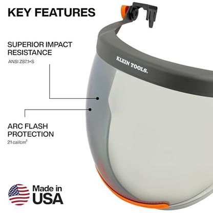 KLEIN TOOLS 03600 Arc Flash Face Shield, Full Brim - size: Full Brim Arc Flash