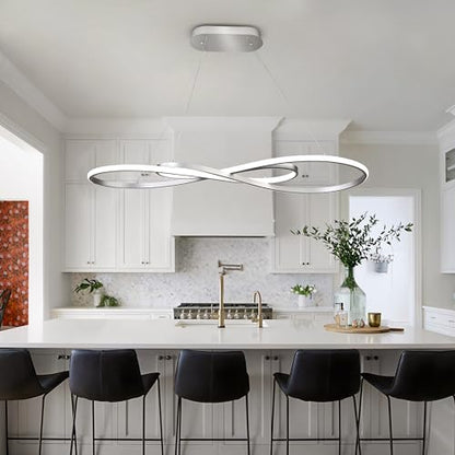 Modern LED Pendant Light,Silver, Dimmable Chandelier - color: Silver
