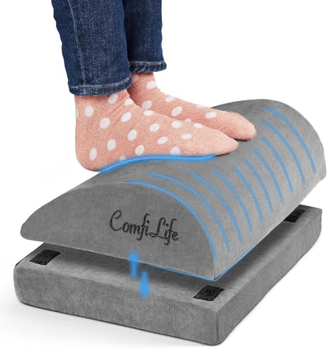 ComfiLife Foot Rest for Under Desk at Work – Adjustable Desk FootRest for Office Chair, Gaming Accessories – Ergonomic Teardrop Design for Back, Hip & Leg Pain Relief – 100% Memory Foam (Gray) - color: Gray