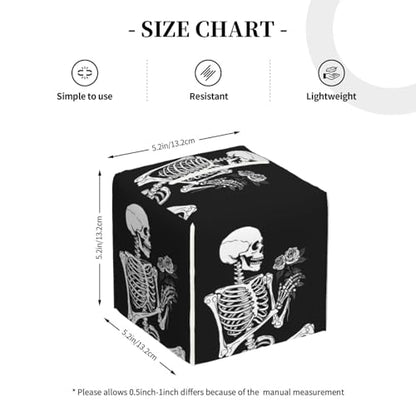 Roses Skeleton Skull Square Tissue Boxes Cover 5.2"x5.2"x5.2" for Bathroom Home - color: Roses Skeleton Skull