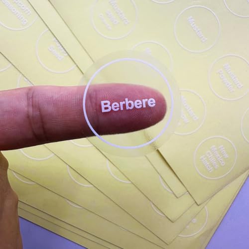 Spice Labels, 432Pcs Spice Labels Stickers 1.4in Waterproof Adhesive Round Preprinted Spice with Blank Label Tear Resistant Sticker for Kitchen Jars Caps Food Containers Organizers (Transparent) - color: T White