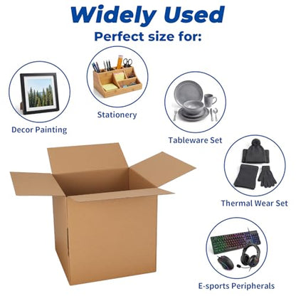 CRUGLA 10x10x10 Shipping Boxes 15 Pack, Brown Corrugated Cardboard Boxes with Side-Lock and Pre-Applied Double-Sided Tape, Easy Assemble Packing Mailer Boxes for Small Business Shipping - size: 10x10x10 Inch 15 Pack