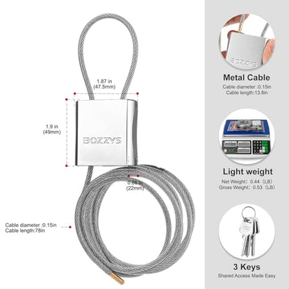 Cable Lock with 3 Keys | L 6.56ft(2m),D 1/6in(4mm) Adjustable Steel Cable Padlock | Aluminum Locks for Bikes, Gate, Lockers & Outdoor Gear | Weatherproof& Silver - color: silver-L 6.56ft(2m),D 1/6in(4mm)