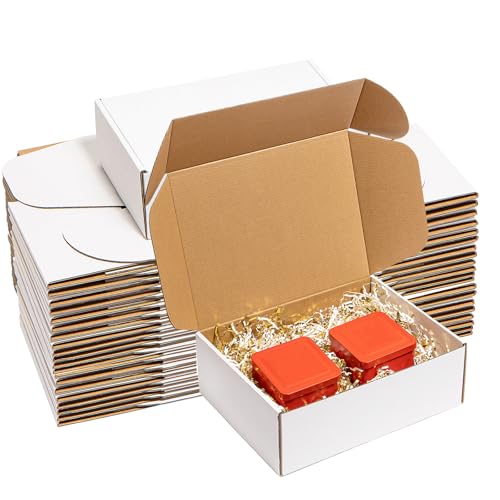 Wowxyz Shipping Boxes 12x9x4" 25 Pack White Corrugated Cardboard Mailer - size: 12x9x4"