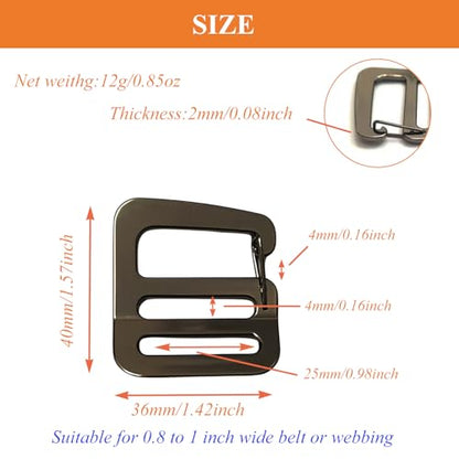 Zinc Alloy G Hook Wave Buckles with Adjustable Spring Door, Tactical Carabiner Backpack Strap Clip Buckle Adjustable Webbing G Shaped Belt Bag Buckle Clips Replacement for 1" Belt - color: Dark Grey