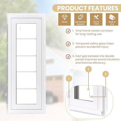 10" x 29" Vinyl Transom Window, White - color: White, size: 10" x 29"