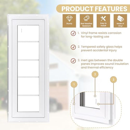 10" x 29" Vinyl Transom Window, White - color: White, size: 10" x 29"