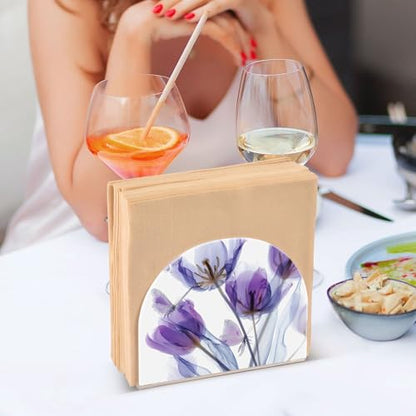 Tulips Napkin Holder for Table Butterfly Acrylic Tissue Dispenser - color: tulips and butterfly
