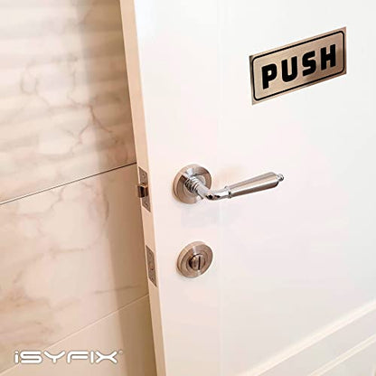 iSYFIX Push Pull Stickers Sign, 5x2 Inch, 2 Pack, Black/Brushed Gold - color: Black / Brushed Gold, size: Horizontal 2x5