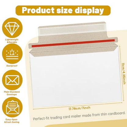 110 Pack White Trading Card Shipping Envelopes, 7x 4.35 Inch Self-Adhesive Mailer Envelopes Perfect for Semi-Rigid Sleeves, Trading Card Mailing Supplies - color: White-110 Pack