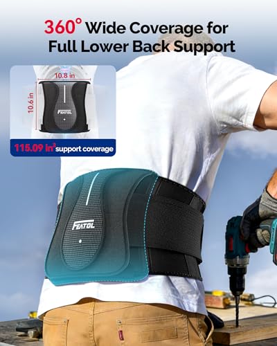 FEATOL Back Brace for Lower Back Pain Wide Coverage 360° Strong Lumbar Support with Removable Pad, Adjustable Waist Support Belt for Men Women, Size 4XL 63''-68.9'' - size: XXXX-Large