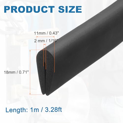 PATIKIL Rubber Edge Trim, 1/8"(3mm) x 3.3Ft Length EPDM U Channel Edge Protector U Shaped Gasket for 0.5-2mm Mirror Glass Protector, Black (11x18mm) - color: Black, size: 1/8"x3.3Ft(0.5-2mmx11x18mm)