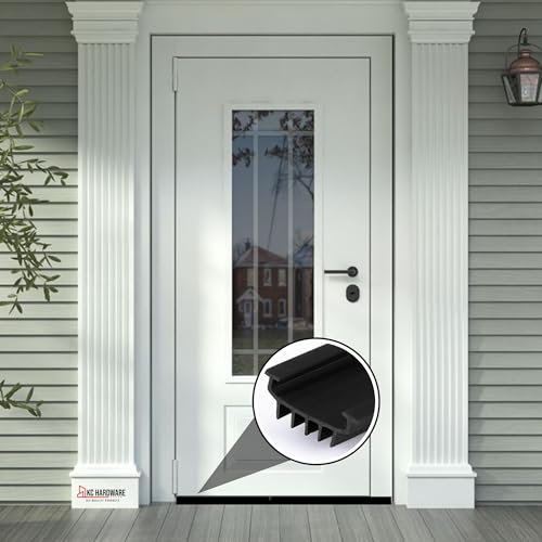 CBW KC Hardware U Shaped Rubber Door Bottom Sweep| Weather Stripping Door Seal Bottom for Front Door Bottom| Under Door Seal for Exterior Doors| Black- 48 Inch