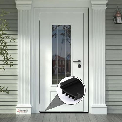 CBW KC Hardware U Shaped Rubber Door Bottom Sweep| Weather Stripping Door Seal Bottom for Front Door Bottom| Under Door Seal for Exterior Doors| Black- 48 Inch